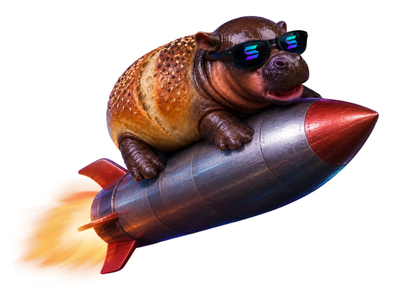 Brötchen bread roll hippo launching like a rocket